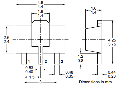 Mechanical Drawing - Nexperia PBSS5330X PNP Bipolar Transistor
